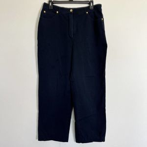 St John Sport Women Size 12 30x26 Pants Jeans Black Gold Hardware High Rise READ